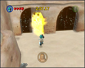 He's behind the left door near the Dewback fight arena. The door to this section can be blown up by a detonator. - Bounty Hunter Missions - Misc - LEGO Star Wars II: The Original Trilogy - Game Guide and Walkthrough