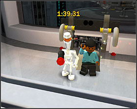 Go to the left and use the turnstile, then use Boba Fett's jetpack to reach him. - Bounty Hunter Missions - Misc - LEGO Star Wars II: The Original Trilogy - Game Guide and Walkthrough