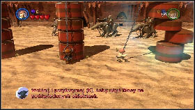 Once Acklay (the green monster) approaches you, use the Force on him by pressing K [1] (you need to have Anakin or Obi-Wan chosen) - Prologue - Story mode - LEGO Star Wars III: The Clone Wars - Game Guide and Walkthrough