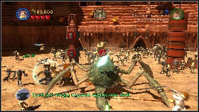 Once the monster is stunned, switch to one of the Jedi and enter the blue circle beside the monster's head [1] - Prologue - Story mode - LEGO Star Wars III: The Clone Wars - Game Guide and Walkthrough