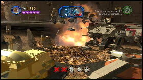 Now you have to return to the vehicle [1] and attack the exposed base [2] - Count Dooku - p. 1 - Story mode - LEGO Star Wars III: The Clone Wars - Game Guide and Walkthrough
