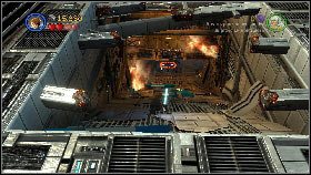 Once you're on top, land on one of the landing zones [1], leave the ship and head inside the cruiser [2] - Asajj Ventress - p. 4 - Story mode - LEGO Star Wars III: The Clone Wars - Game Guide and Walkthrough