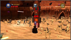 In order to find the fifth treasure, change to Count Dooku or another Sith and use the Sith Force on the pillar to the left of the starting point #5_1 - Prologue - Free play - LEGO Star Wars III: The Clone Wars - Game Guide and Walkthrough