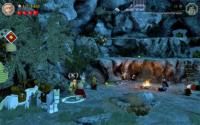 Stand in the center of the blue circle - Stage 3 (Azog the Defiler): The Camp - Walkthrough - LEGO The Hobbit - Game Guide and Walkthrough