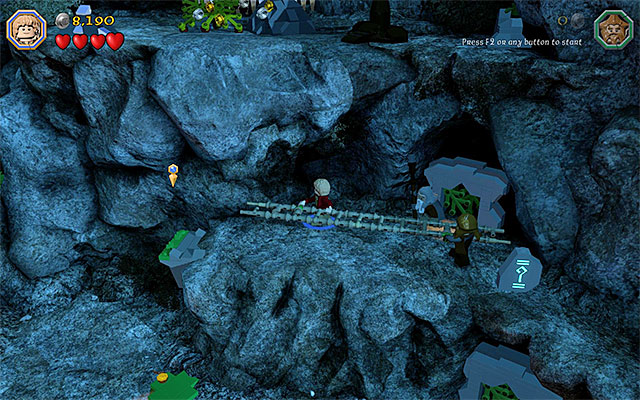 Pick up the ladder, with two characters, and walk over to the left with it - Stage 3 (Azog the Defiler): The Camp - Walkthrough - LEGO The Hobbit - Game Guide and Walkthrough