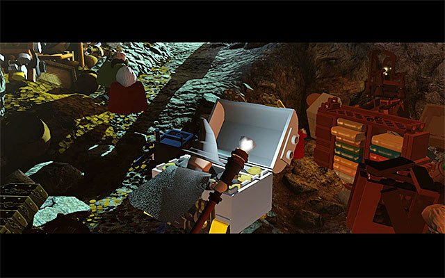 As Gandalf, open the chest - Stage 5 (The Troll Hoard): Explore the cave - Walkthrough - LEGO The Hobbit - Game Guide and Walkthrough