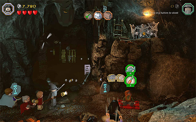You need to feed Bombur - Stage 5 (The Troll Hoard): Explore the cave - Walkthrough - LEGO The Hobbit - Game Guide and Walkthrough