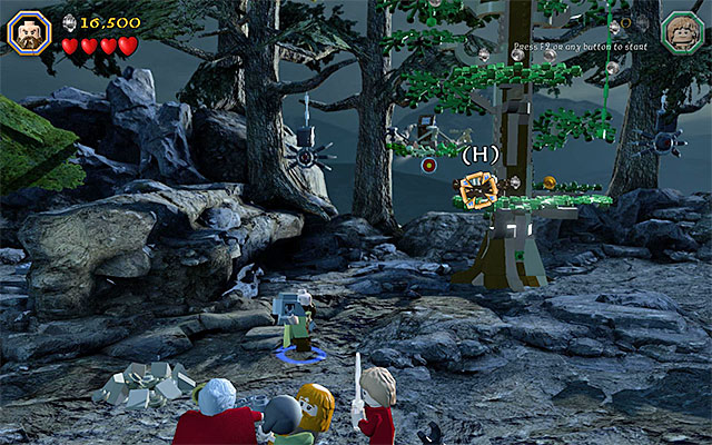 The area where you need to throw the object - Stage 8 (Out of the Frying Pan...): Escape the orcs - Walkthrough - LEGO The Hobbit - Game Guide and Walkthrough