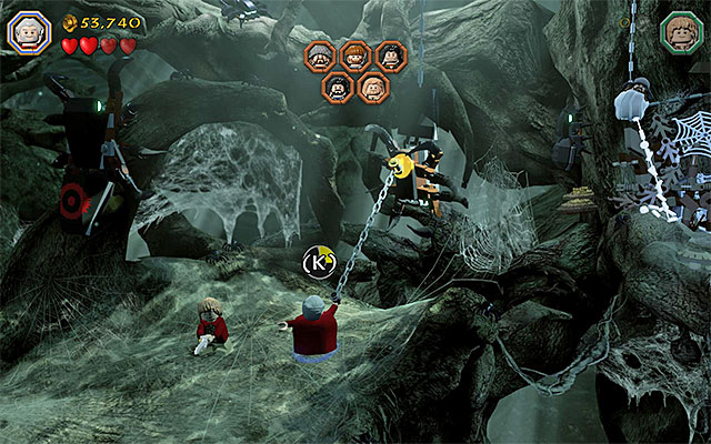 You need to catch on to the spider - Stage 10 (Flies and Spiders): The spider cave - Walkthrough - LEGO The Hobbit - Game Guide and Walkthrough