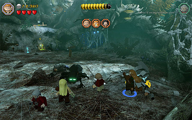 Eliminate the spiders if they pose any threat to your character - Stage 10 (Flies and Spiders): The battle with the spiders - Walkthrough - LEGO The Hobbit - Game Guide and Walkthrough