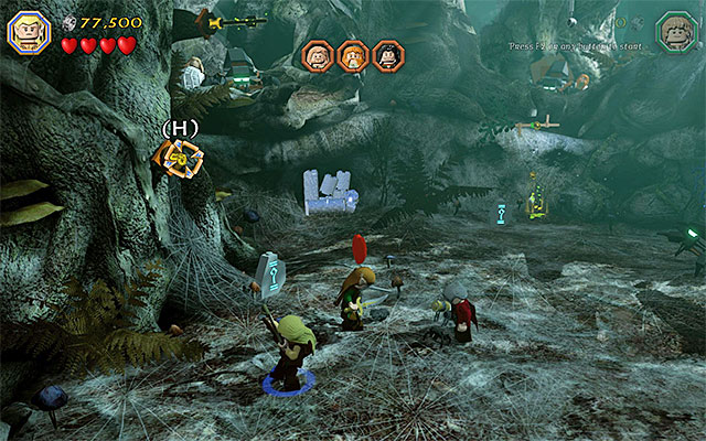 You can free the allies in any order you like but, to keep things orderly, start with the left side of the cave - Stage 10 (Flies and Spiders): The battle with the spiders - Walkthrough - LEGO The Hobbit - Game Guide and Walkthrough