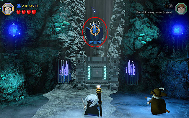 Hitting the upper blue object unlocks access to the next location - Stage 13 (Looking for Proof): Angmars Tomb - Walkthrough - LEGO The Hobbit - Game Guide and Walkthrough