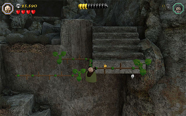 While climbing, use ladders and interactive edges - Stage 15 (On the Doorstep): The climb - Walkthrough - LEGO The Hobbit - Game Guide and Walkthrough