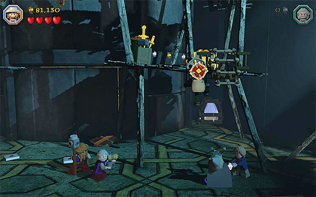 Fire the slingshot at the targets - Stage 16 (Inside Information): Defeat Smaug - Walkthrough - LEGO The Hobbit - Game Guide and Walkthrough
