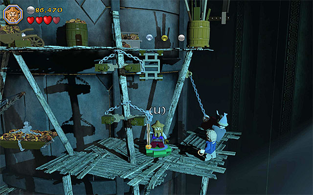 The spot where Nori needs to stop - Stage 16 (Inside Information): Defeat Smaug - Walkthrough - LEGO The Hobbit - Game Guide and Walkthrough