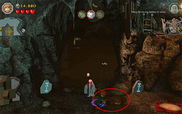 Use the spade in the appropriate spot - Stage 5 (The Troll Hoard) - Main Stages - Collectibles - LEGO The Hobbit - Game Guide and Walkthrough