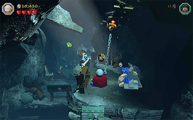 The spot where you need to use flail - Stage 7 (Goblin-town) - Main Stages - Collectibles - LEGO The Hobbit - Game Guide and Walkthrough