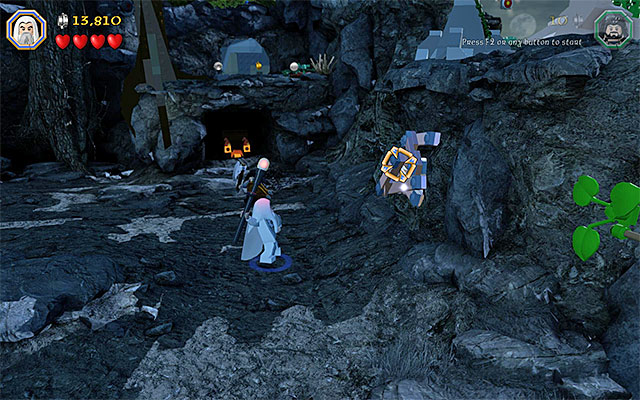 The spot where Saruman needs to use his staff - Stage 8 (Out of the Frying Pan...) - Main Stages - Collectibles - LEGO The Hobbit - Game Guide and Walkthrough