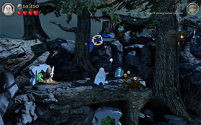 Use any staff on the heap of blue bricks - Stage 8 (Out of the Frying Pan...) - Main Stages - Collectibles - LEGO The Hobbit - Game Guide and Walkthrough