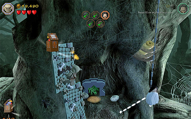 Climb over the wall on the left - Stage 10 (Flies and Spiders) - Main Stages - Collectibles - LEGO The Hobbit - Game Guide and Walkthrough