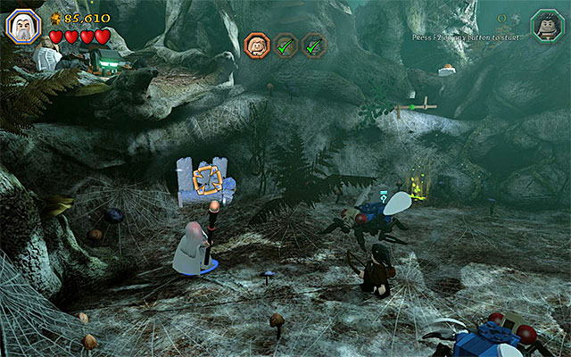 While completing the tenth chapter of the game in the story mode, you have been unable to explore the third cave, neighboring the one, where you liberate the three captive allies - Stage 10 (Flies and Spiders) - Main Stages - Collectibles - LEGO The Hobbit - Game Guide and Walkthrough
