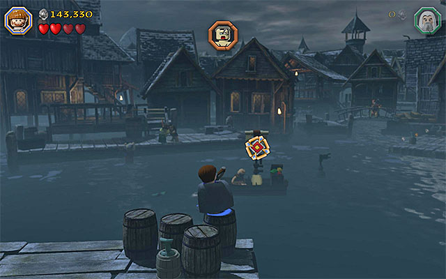 The target is attached to one of the boats - Stage 12 (A Warm Welcome) - Main Stages - Collectibles - LEGO The Hobbit - Game Guide and Walkthrough