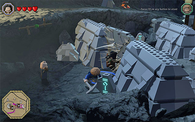 Buddy-Up and smash the wall - White question marks - walkthroughs for quests 1-20 - Middle Earth - Side missions - LEGO The Hobbit - Game Guide and Walkthrough