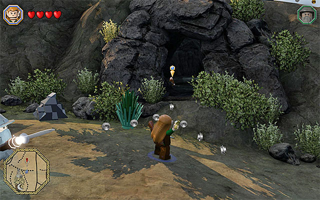 The cave entrance is quite well hidden - White question marks - walkthroughs for quests 21-40 - Middle Earth - Side missions - LEGO The Hobbit - Game Guide and Walkthrough