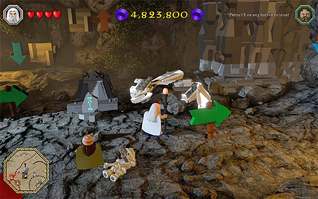 While smashing the objects in the area, use Dori and Saruman, to your aid - Mithril bricks locations (1-15) - Middle Earth - Mithril LEGO bricks - LEGO The Hobbit - Game Guide and Walkthrough