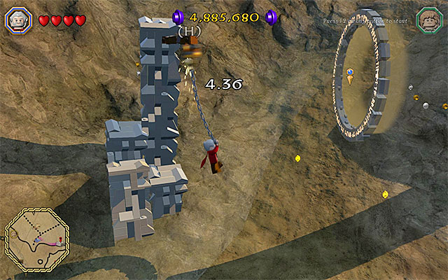 Turn in mid air and start jumping to the right - Mithril bricks locations (16-30) - Middle Earth - Mithril LEGO bricks - LEGO The Hobbit - Game Guide and Walkthrough