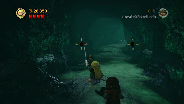 In the corridor you will find two targets which you need to shoot with Legolas' bow - The Paths of the Dead - Walkthrough - Act III - LEGO The Lord of the Rings - Game Guide and Walkthrough