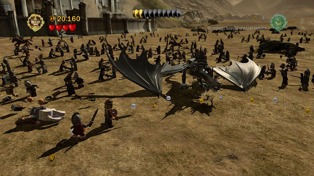Avoid the beast's attacks and wait until it hits the ground with its head and therefore become stunned - Battle of Pelennor Fields - Walkthrough - Act III - LEGO The Lord of the Rings - Game Guide and Walkthrough