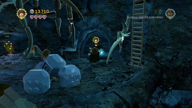 In the end choose Frodo and use the Phial of Galadriel to take a look around the dark part of the cave in the right part of the location - The Black Rider - Collectibles - LEGO The Lord of the Rings - Game Guide and Walkthrough