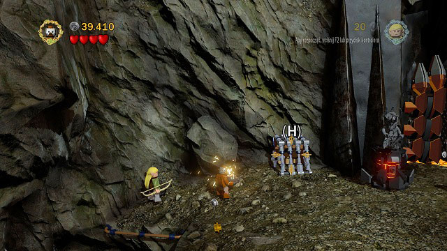 Use the Berserker's bombs to destroy the mithril cage and go through the unlocked narrow tunnel with a small character - Prologue - Collectibles - LEGO The Lord of the Rings - Game Guide and Walkthrough