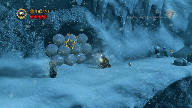 After passing by the avalanche, you will find mithril rocks by the wall - The Pass of Caradhras - Collectibles - LEGO The Lord of the Rings - Game Guide and Walkthrough