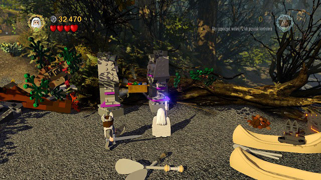 Pull it down to the ground and use Gandalf's magic to build a statue identical to the one on the right - Amon Hen - p. 1 - Collectibles - LEGO The Lord of the Rings - Game Guide and Walkthrough