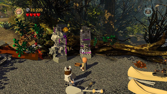 On the right side of the starting location there are two pillars, out of which once has a hook - Amon Hen - p. 1 - Collectibles - LEGO The Lord of the Rings - Game Guide and Walkthrough