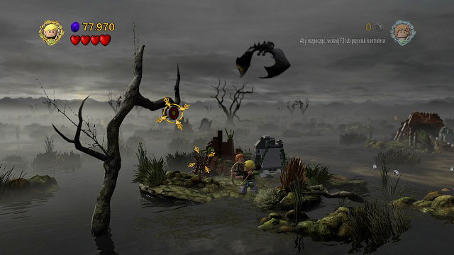 On one of the islands on which you hide from the Nazgul, you will see a target on the tree - The Dead Marshes - Collectibles - LEGO The Lord of the Rings - Game Guide and Walkthrough