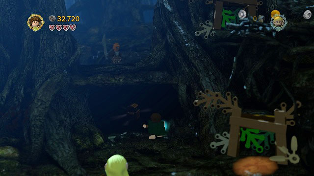 Right before the first narrow tunnel you can find a dark area - Track Hobbits - Collectibles - LEGO The Lord of the Rings - Game Guide and Walkthrough