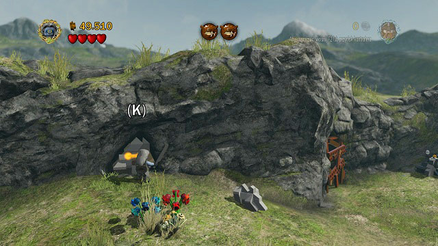 On the left side of the arena you will find a stone with an orange handle - Warg Attack - Collectibles - LEGO The Lord of the Rings - Game Guide and Walkthrough