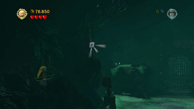 On the left side of the last cave, on the rock ledge high above you will see the Design - The Paths of the Dead - Collectibles - LEGO The Lord of the Rings - Game Guide and Walkthrough