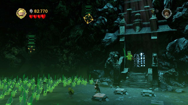 As you're fighting the King of the Dead, you have to shoot down the targets - The Paths of the Dead - Collectibles - LEGO The Lord of the Rings - Game Guide and Walkthrough