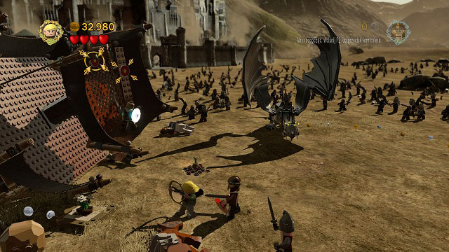 As you're fighting the Nazgul on a beast, you need to hit a couple targets high above the left side of the arena - Battle of Pelennor Fields - Collectibles - LEGO The Lord of the Rings - Game Guide and Walkthrough