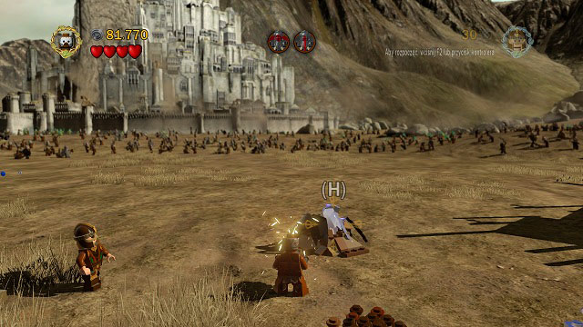 To the right of the save point you will find two mithril bricks - Battle of Pelennor Fields - Collectibles - LEGO The Lord of the Rings - Game Guide and Walkthrough
