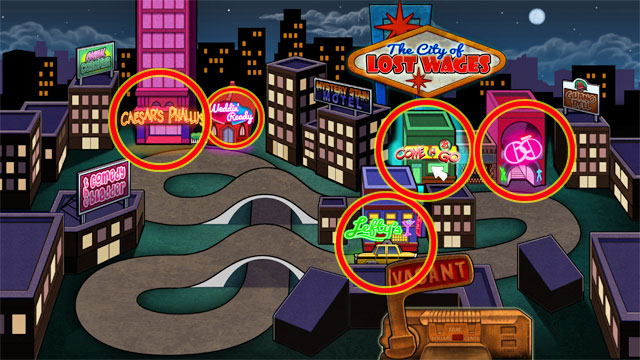 In game you can visit five locations - Advices, controls and map - Game elements - Leisure Suit Larry: Reloaded - Game Guide and Walkthrough