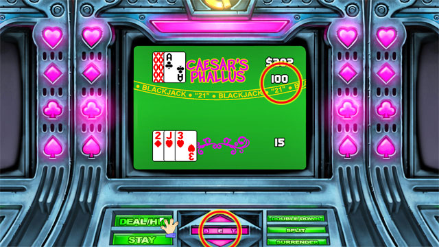 You can change bet by pressing buttons in the bottom of the screen - Money and gambling - Game elements - Leisure Suit Larry: Reloaded - Game Guide and Walkthrough