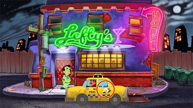 When it arrives take a taxi (press on it go or use) - 1. Hooker - Walkthrough - Leisure Suit Larry: Reloaded - Game Guide and Walkthrough