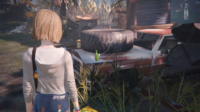 Go to the other side of the garbage dump (to the opposite of the location in which you found the first bottle) where you will get the second bottle - Chapter 3 - Walkthrough - Life is Strange - Game Guide and Walkthrough