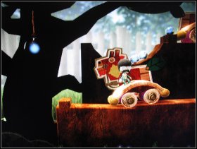 Ride down, go left and collect Orange Flowers, Grass Rough Doodle and Red Flowers - The Gardens - Get a Grip - The Gardens - LittleBigPlanet - Game Guide and Walkthrough