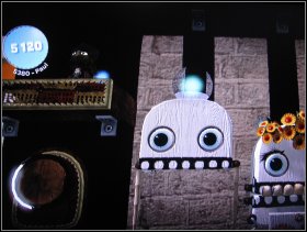 Continue right, then drop down to the hidden tunnel and collect Red Coffin, Big Chin Skeleton, Half Moon, Top Hat and Calavera The Wresler - The Wedding - The Wedding Reception - The Wedding - LittleBigPlanet - Game Guide and Walkthrough